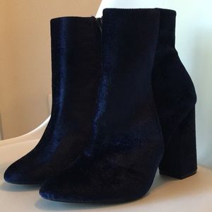 Blue Velvet Ankle Boot Heels